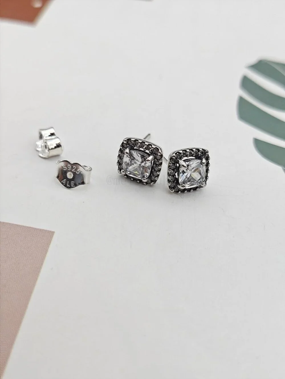 Pandora Square Sparkle Halo Stud Earrings